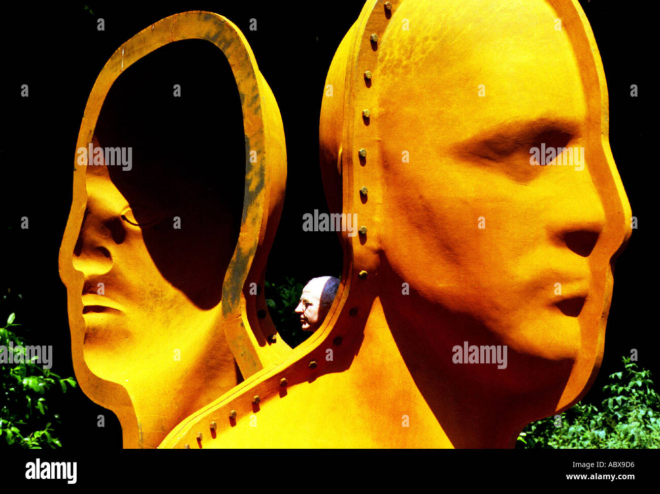 Janus Head sculpture by Peter Burke Stock Photo Alamy