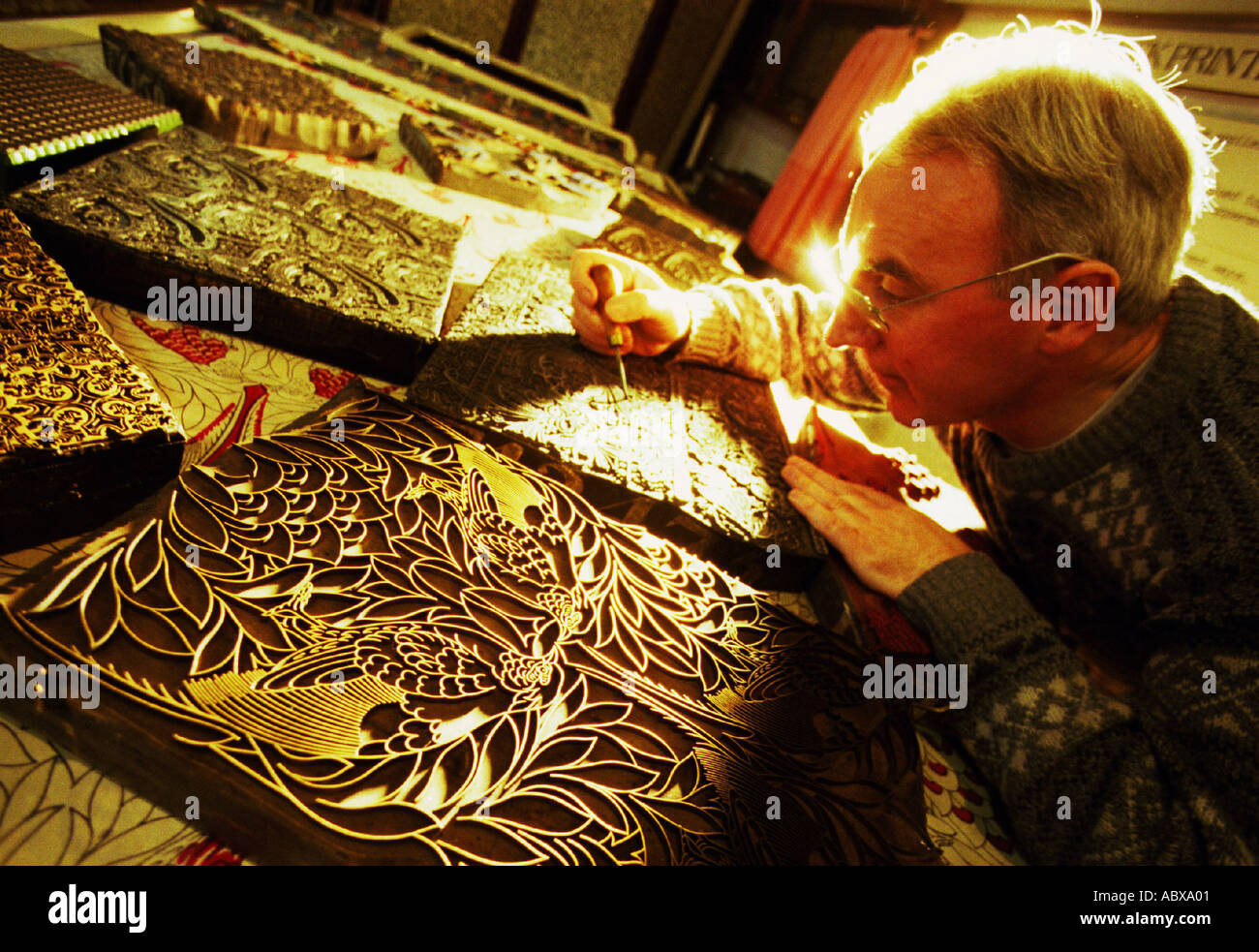 The bygone art of silk printing by hand Stock Photo Alamy