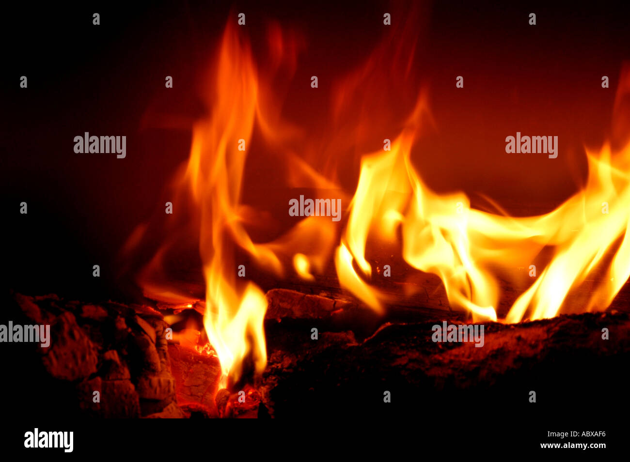 Fire burning in chimney Stock Photo Alamy