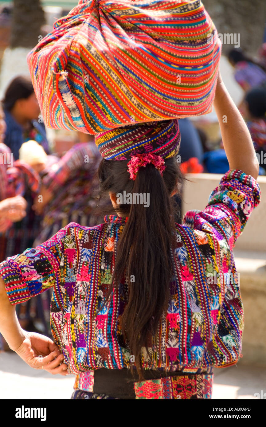 Colorful print patterned clothes of the women in the famous market day ...