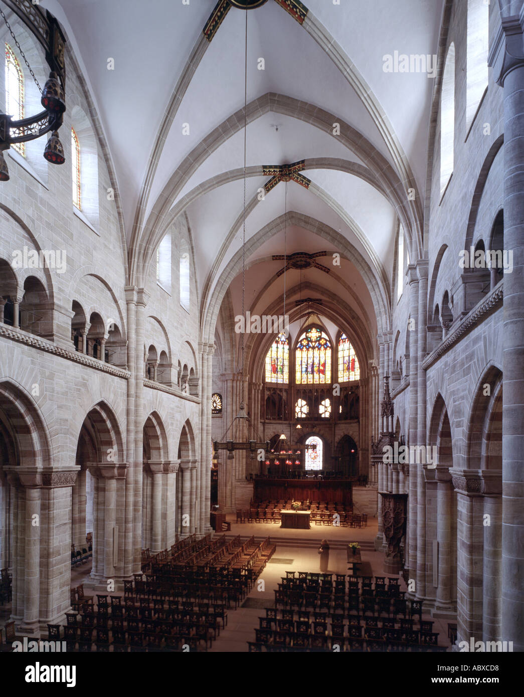 Basel, Münster, ehemalige Kathedrale St. Maria, heute evangelische Pfarrkirche, nach 1185, Innenansicht nach Osten Stock Photo