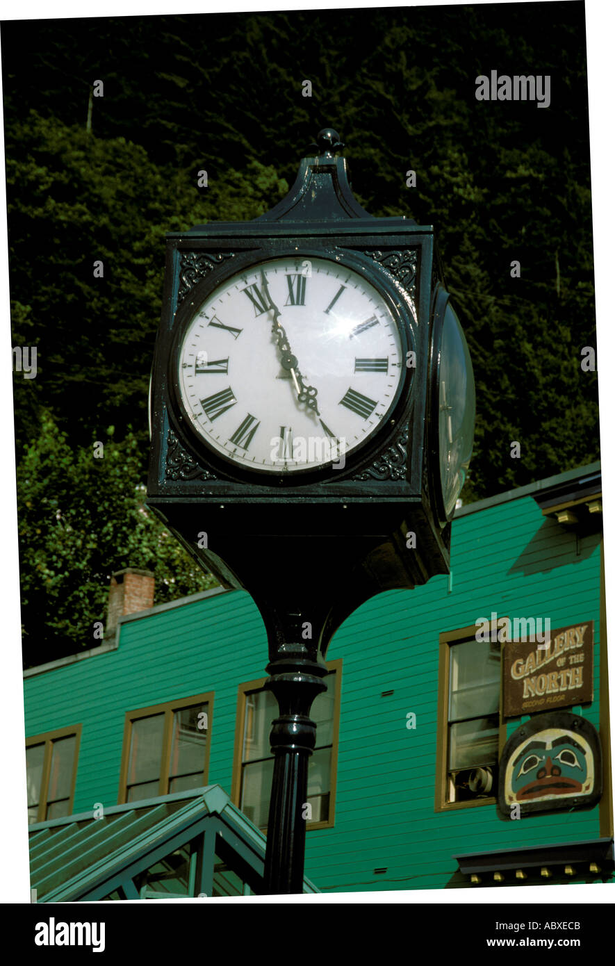 Famous clock Front Frank street Juneau Alaska time hour minute fixture attraction Alaska AK