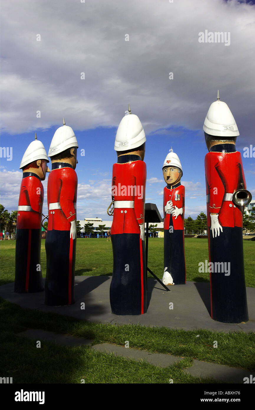 Redcoat Bollards Geelong Port Phillip Bay Victoria Australia Stock Photo