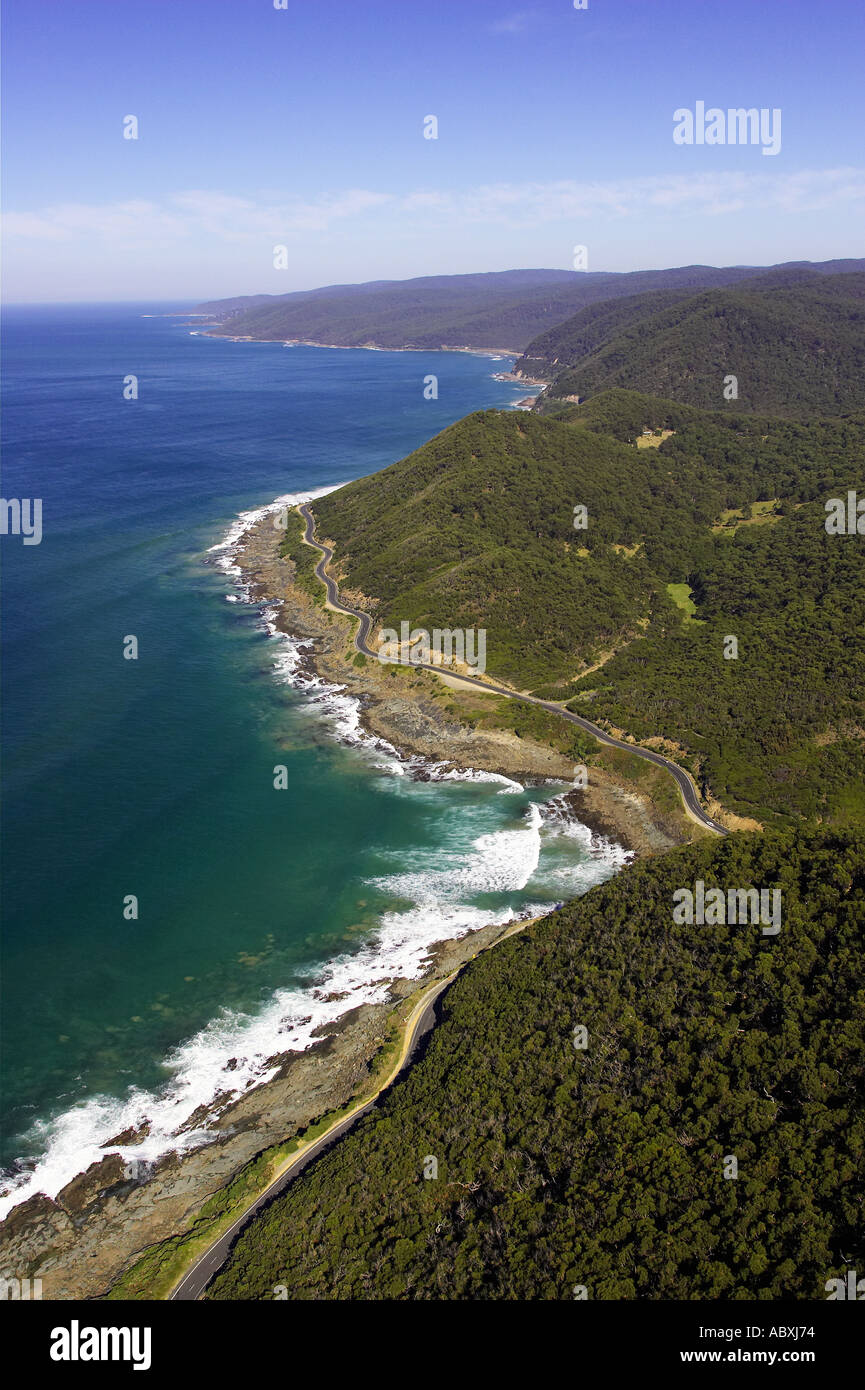 Great Ocean Road near Lorne Victoria Australia aerial Stock Photo