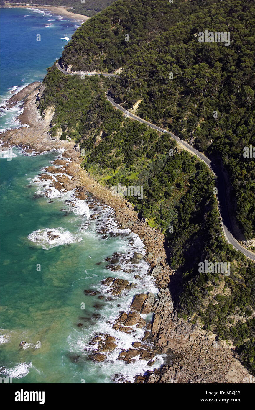 Great Ocean Road near Lorne Victoria Australia aerial Stock Photo