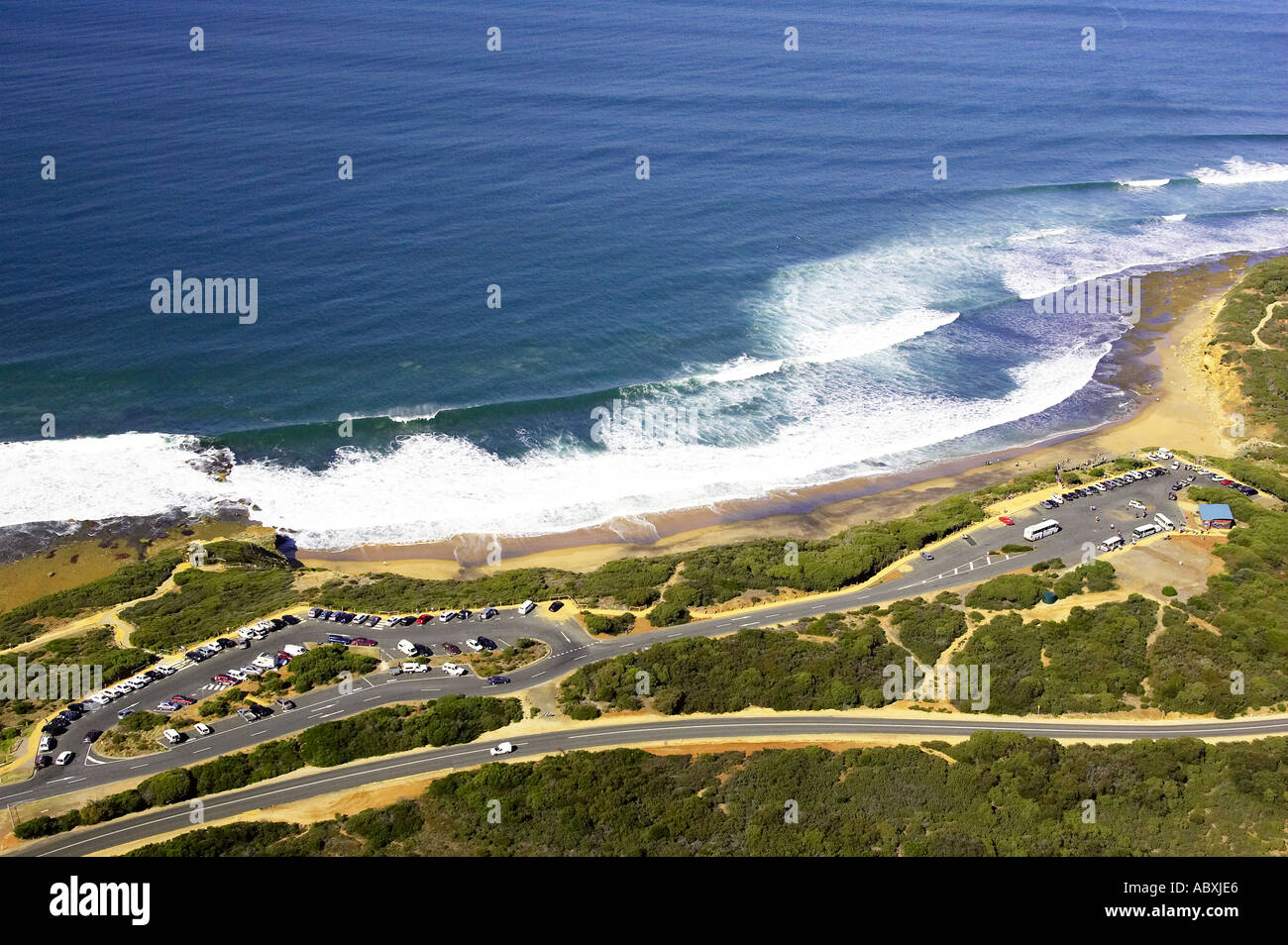 Famous Bells Beach near Torquay Victoria Australia aerial Stock Photo ...