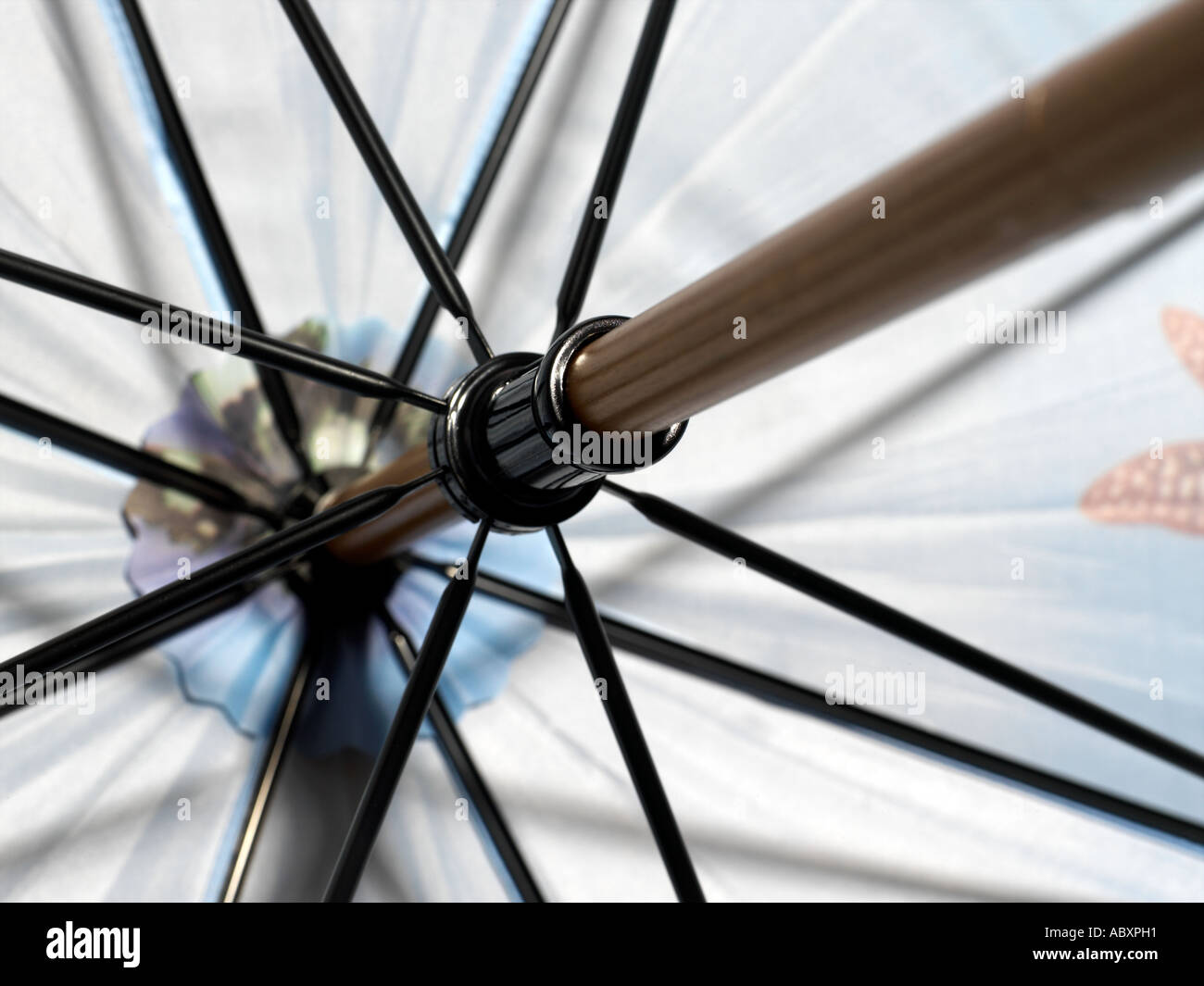 Top of Umbrella showing Spokes Stock Photo Alamy