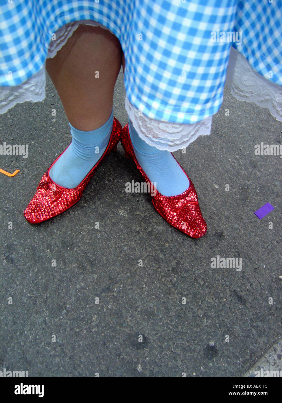 bagage du er råb op Ruby Slippers on Feet of Person Dressed as Dorothy from Wizard of Oz at Gay  Pride Parade 2005 New York City NYC 1 of 3 Stock Photo - Alamy