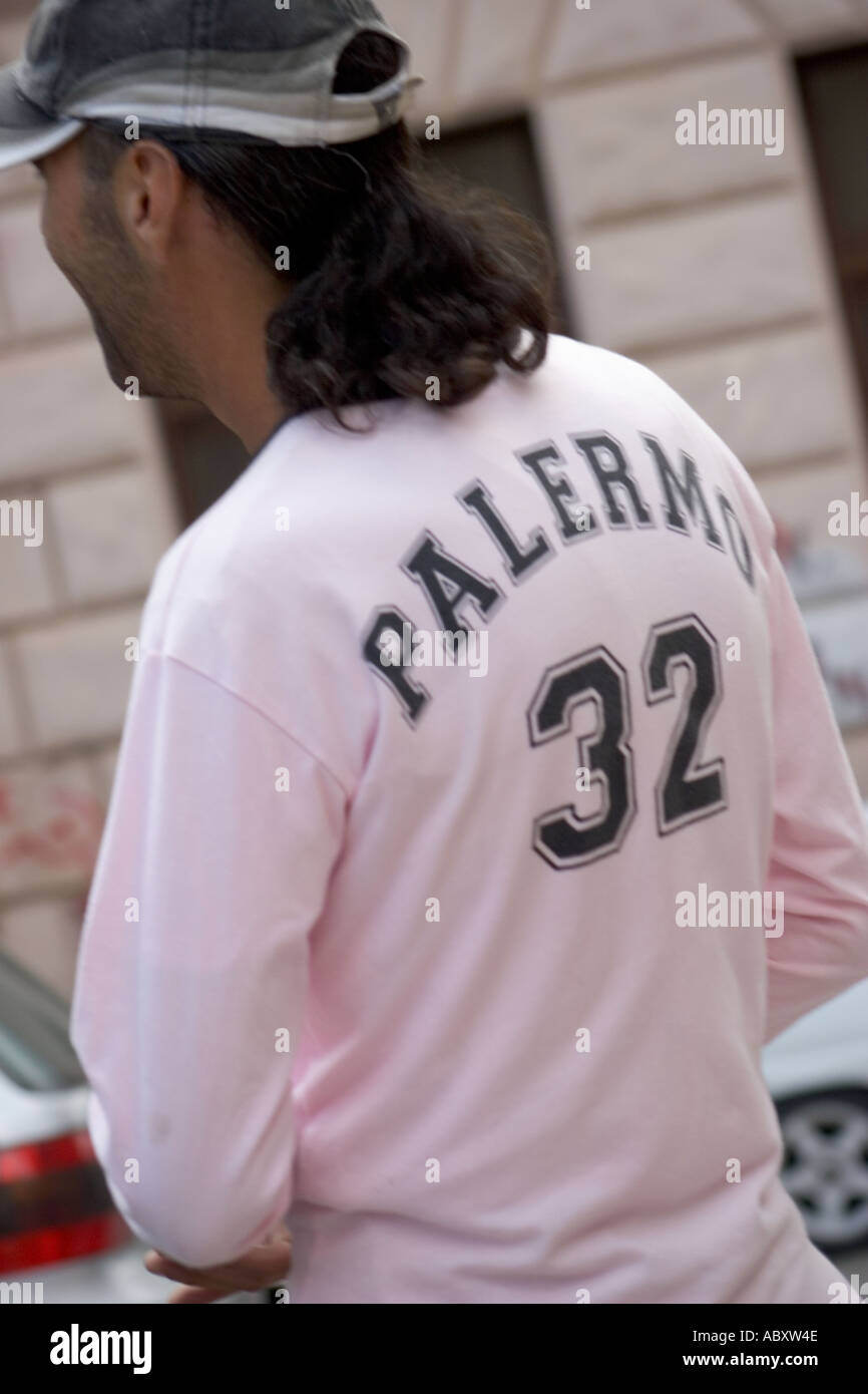 Palermo Football shirts at a market in Sicily Stock Photo - Alamy