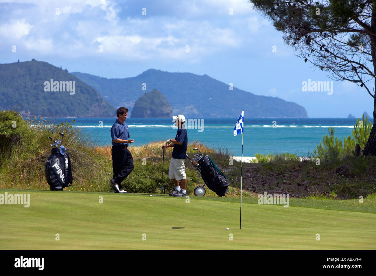 Golf at Matarangi Coromandel New Zealand model release 488 Stock Photo