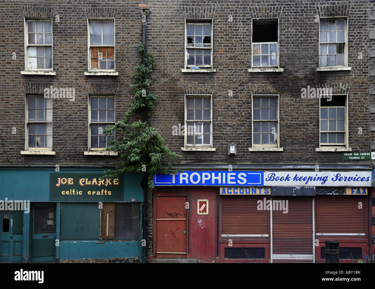 Run down shops in Dublin Stock Photo - Alamy