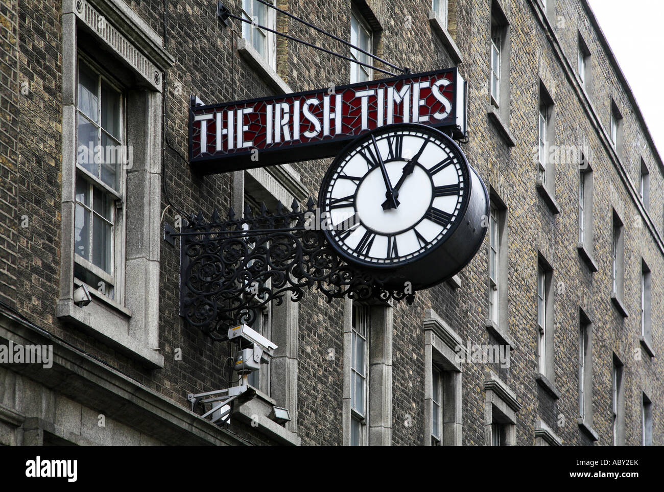 Clock on front of Irish Times building Dublin Ireland Stock Photo Alamy