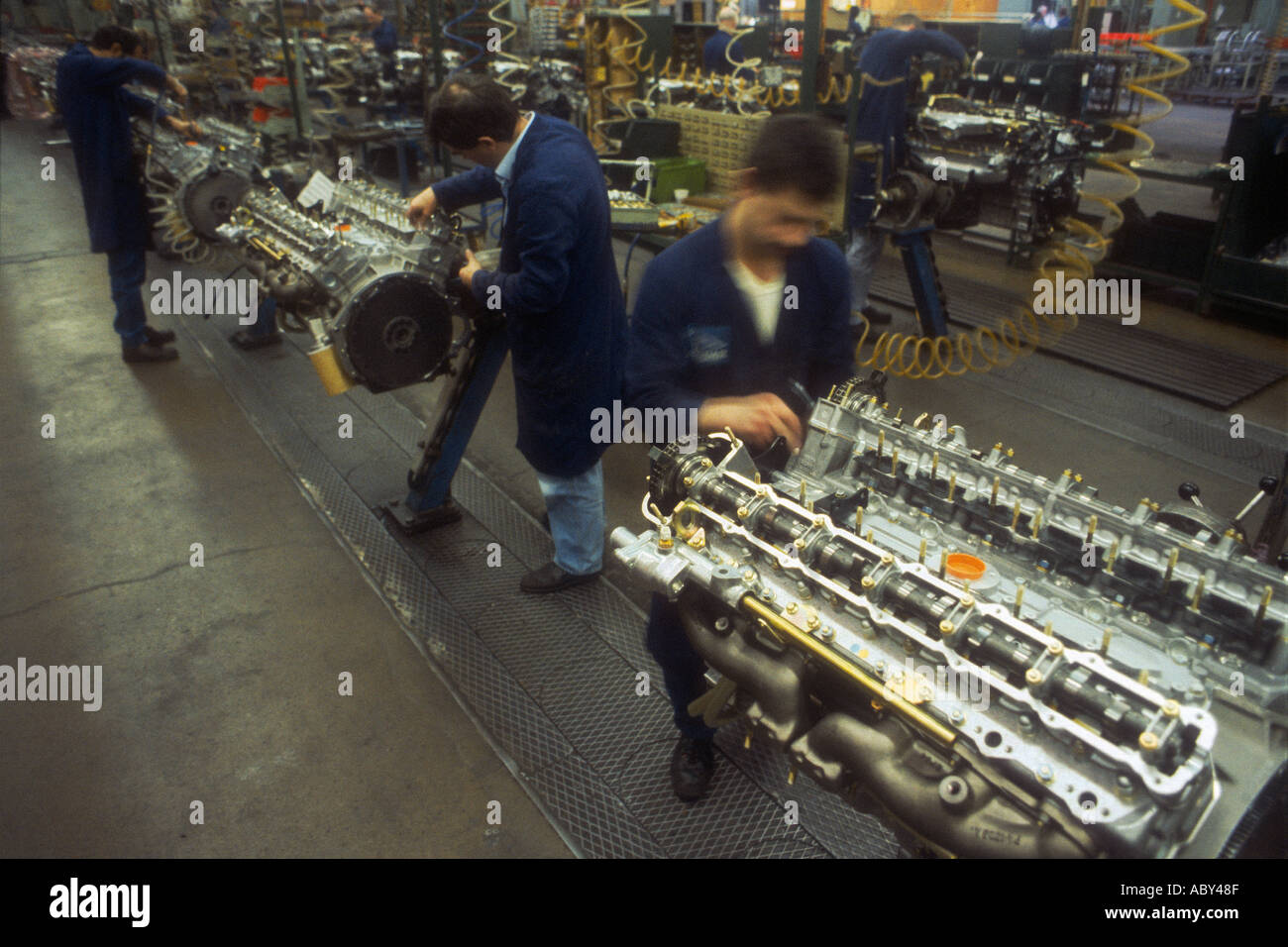 Jaguar Browns Lane factory on the engine assembly line Stock Photo