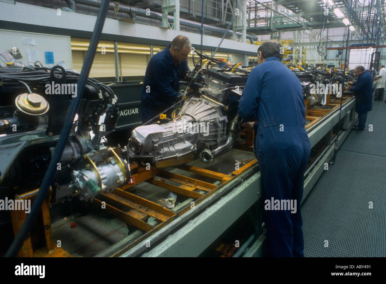 Jaguar Browns Lane factory on the engine assembly line Stock Photo