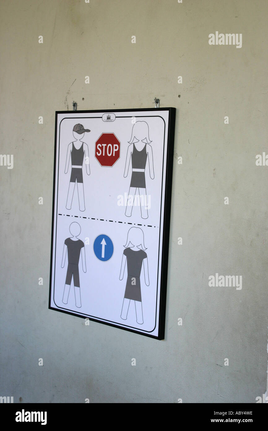 Dress Code Sign Barcelona Cathedral Stock Photo Alamy