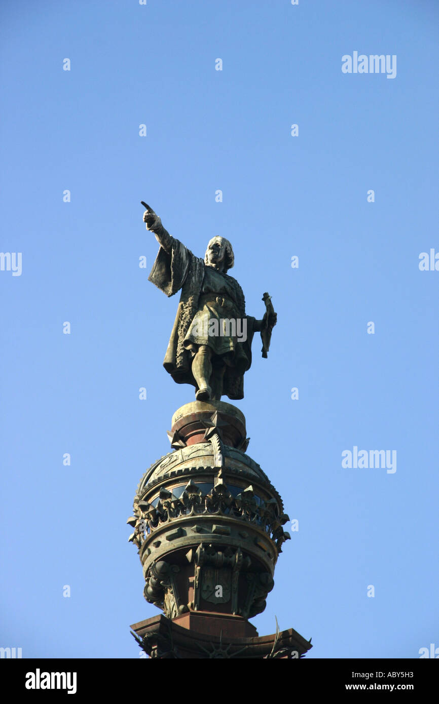 Christopher Columbus Monument La Ramblas Barcelona Stock Photo