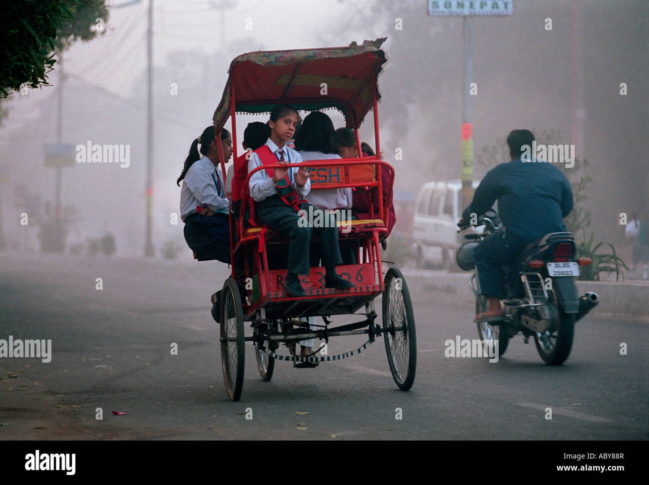 School children cycle rickshaw hi-res stock photography and images - Alamy