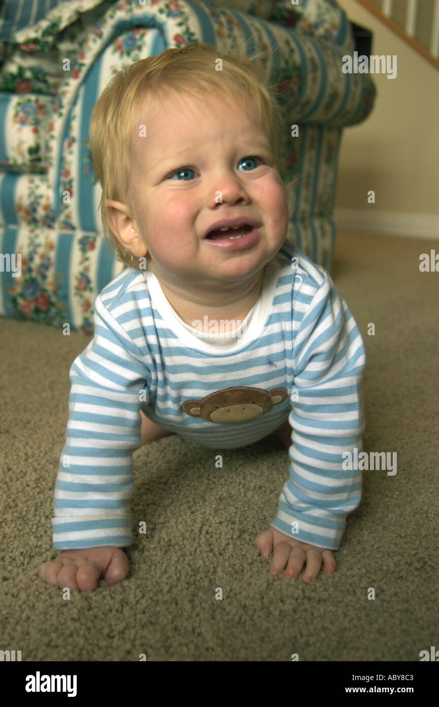 rug baby crawling Stock Photo Alamy