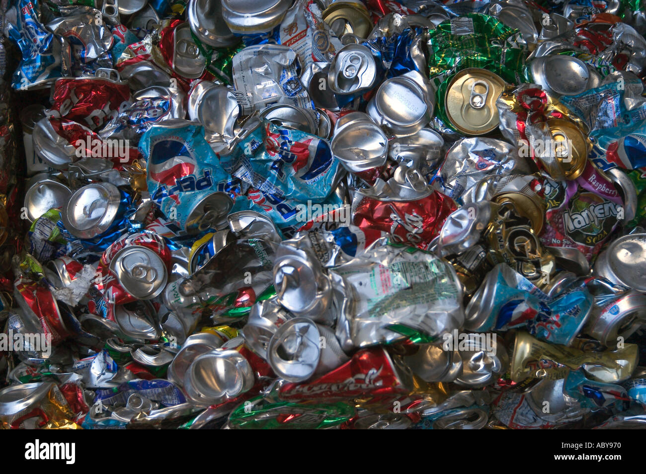 crushed aluminum cans for recycling Stock Photo Alamy