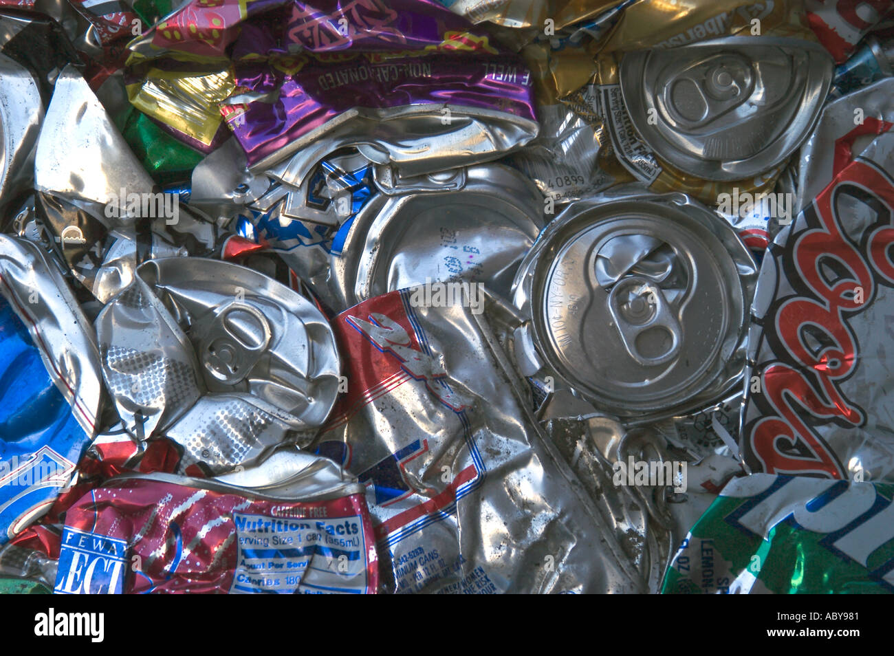 crushed aluminum cans for recycling Stock Photo Alamy