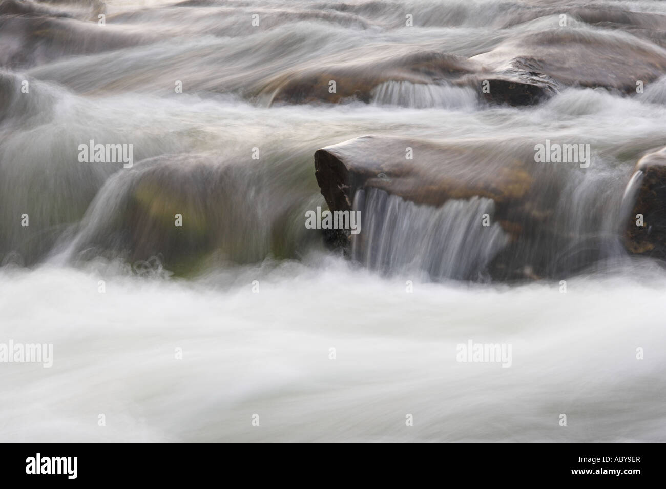 A Cairngorm river in spate, the  River Quoich near Braemar, Scotland. Stock Photo