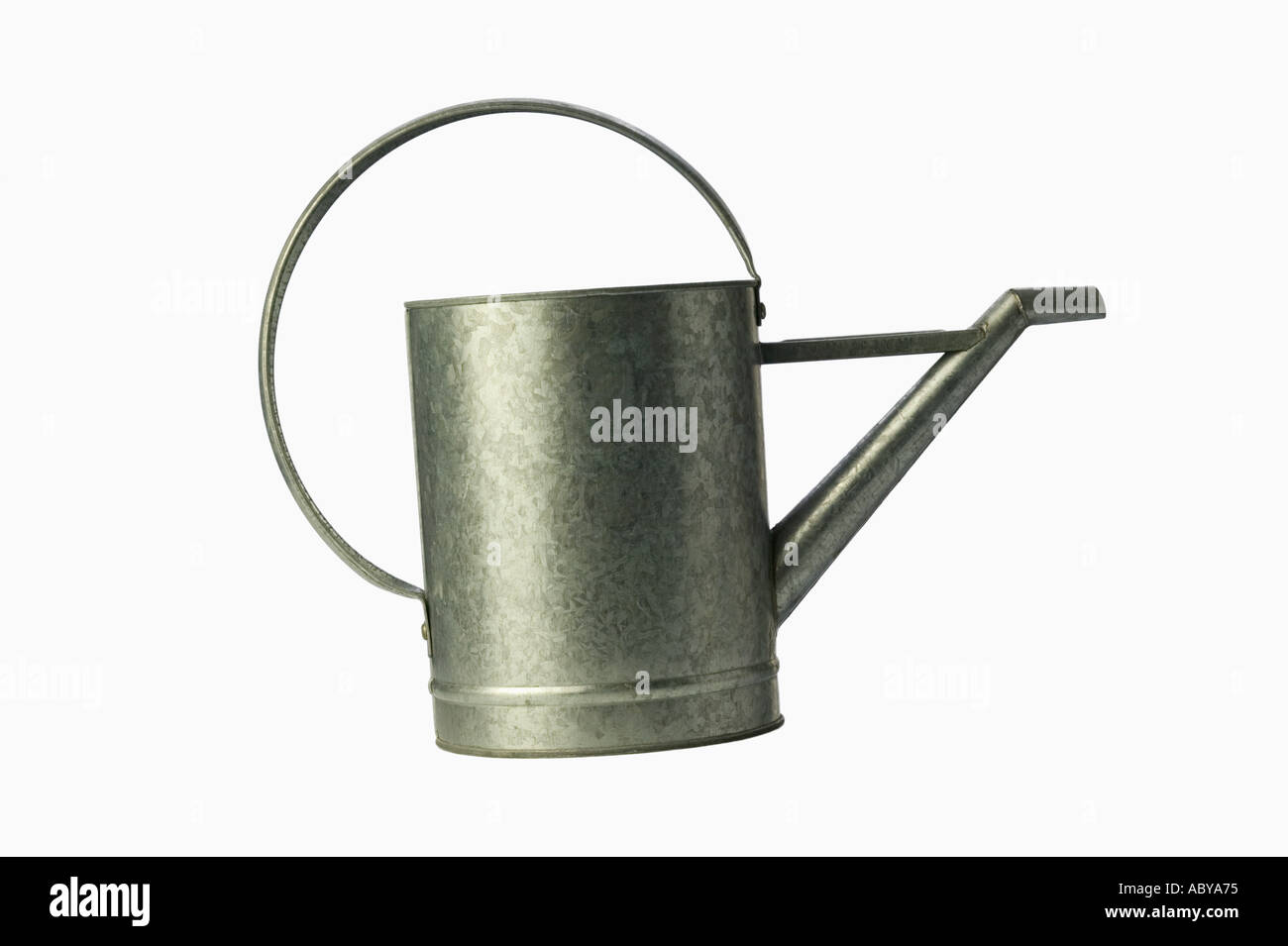 Still life of a galvanize steel watering can on white background Stock Photo