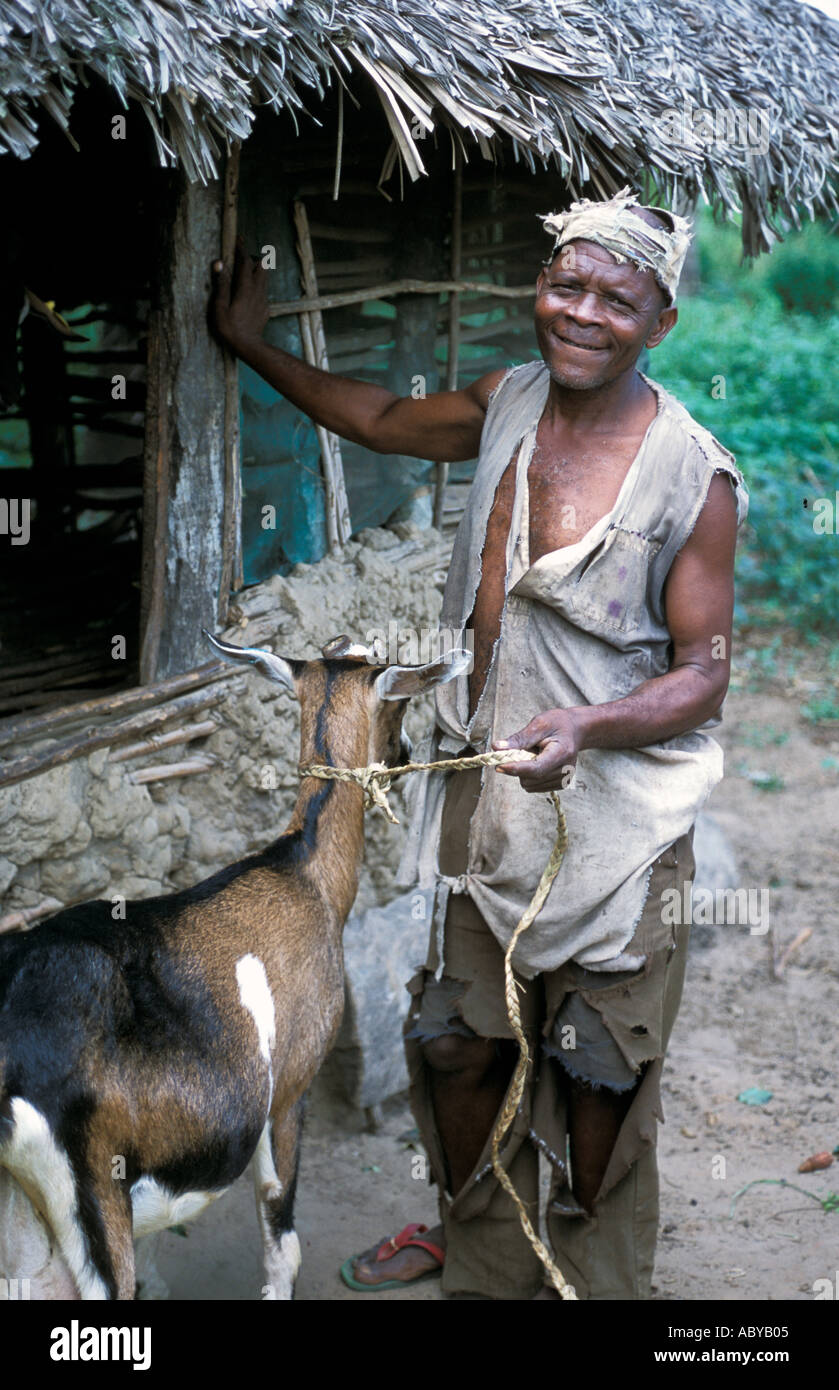 AFRICA KENYA KWALI Proud Muslim man with his Heifer Project International  goat received by his family for dairy goat project Stock Photo - Alamy
