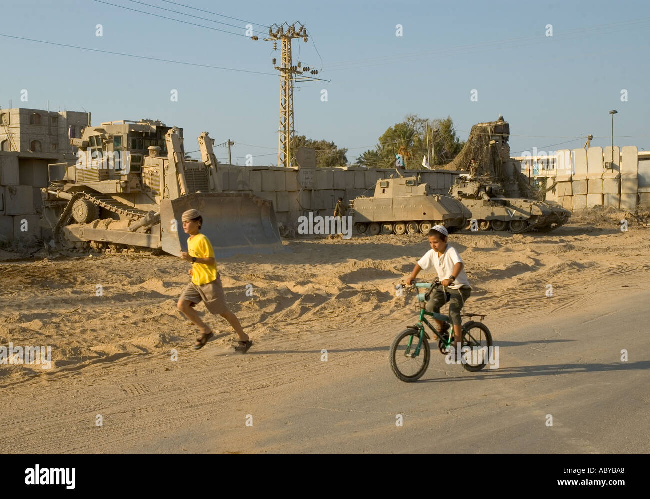 Isarel Gaza strip Gush Katif settlements Kfar Darom children playing