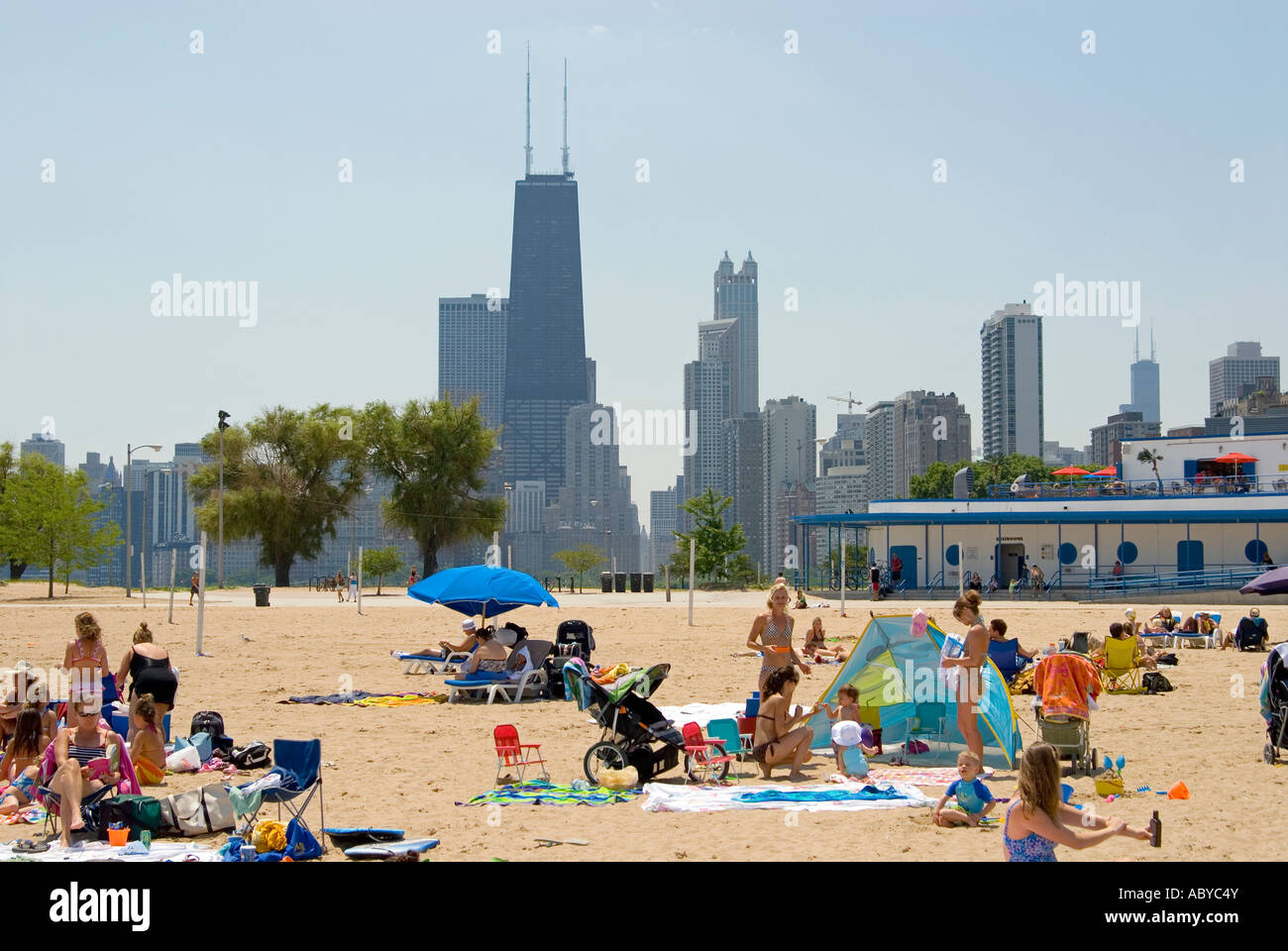 Beach Scene Chicago Stock Photo