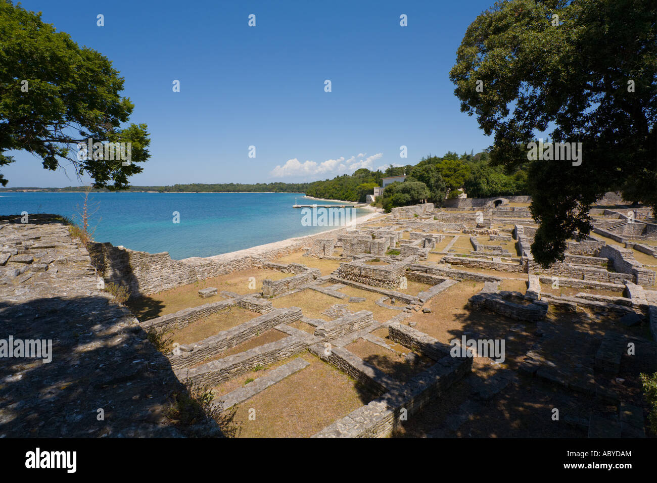 Dobrika Bay Kastrum site on Brioni islands, Veliki Brijun, Croatia Stock Photo