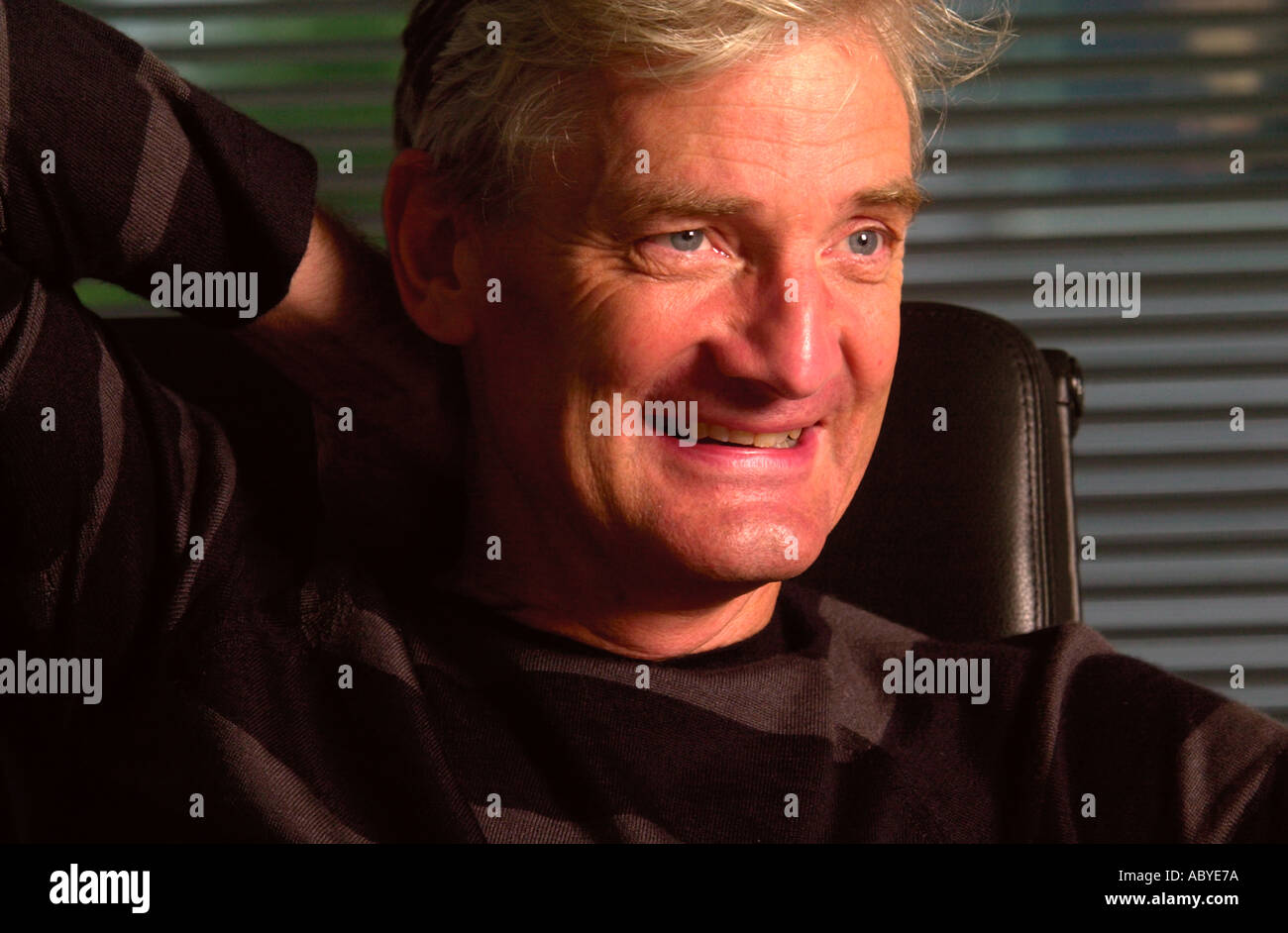 VACUUM CLEANER INVENTOR JAMES DYSON IN HIS OFFICE AT THE DYSON FACTORY
