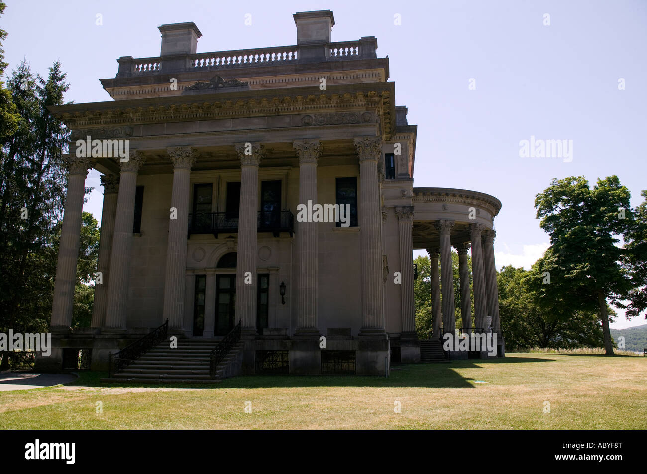 Vanderbilt Mansion National Historic Site along the Hudson River in Hyde Park New York Stock Photo