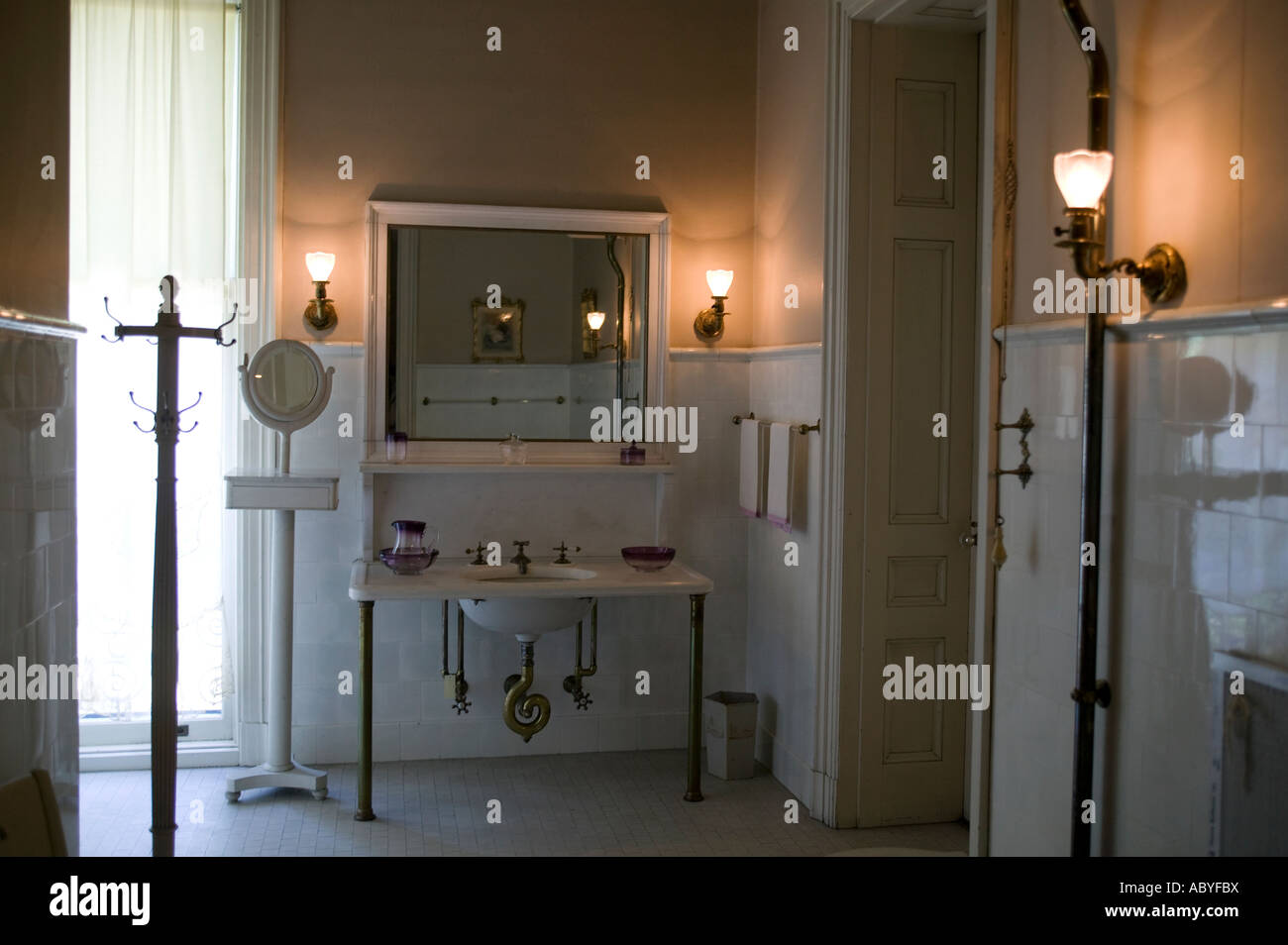 A bathroom in the Vanderbilt Mansion in Hyde Park New York Stock Photo