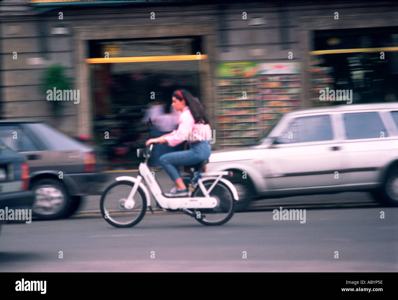 girl on moped in Rome Stock Photo Alamy