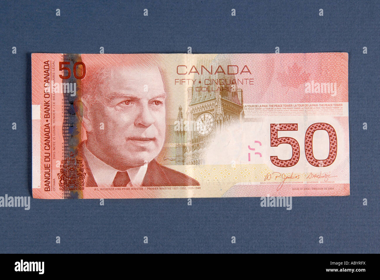 Fifty 50 dollar bill Canadian Canada cash money Stock Photo