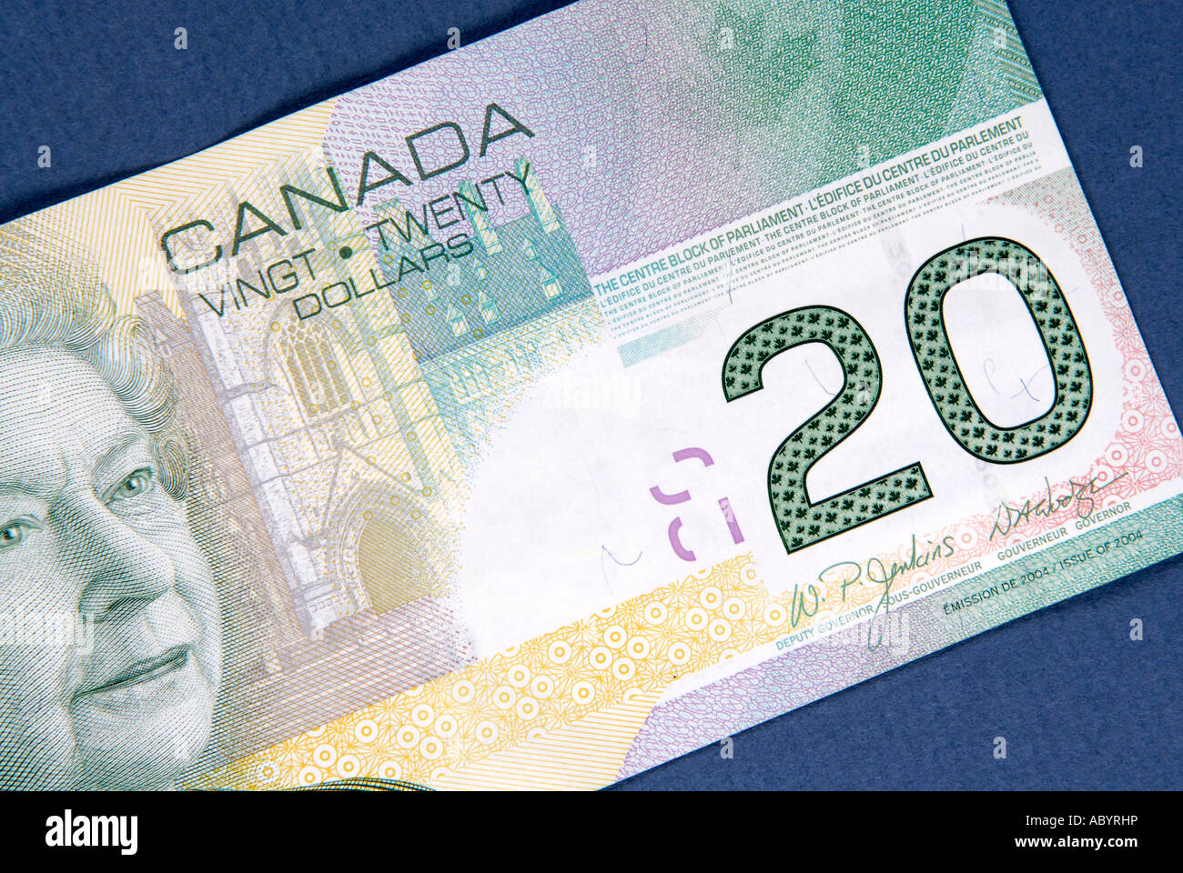 Twenty 20 dollar bill Canadian Canada cash money Stock Photo Alamy