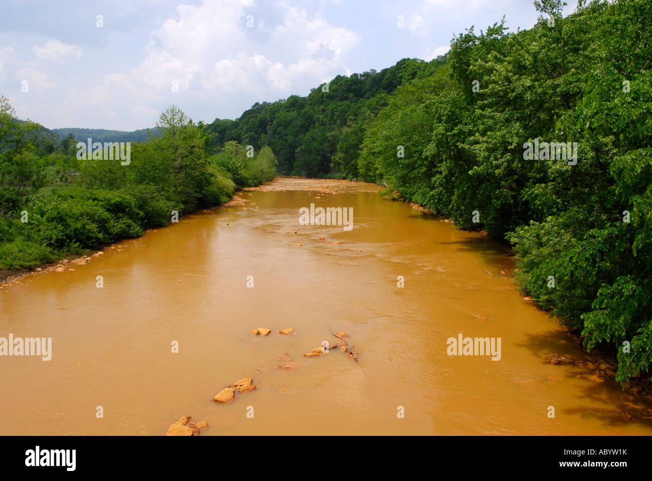 Little Conemaugh River near Johnstown Pennsylvania PA filled with iron