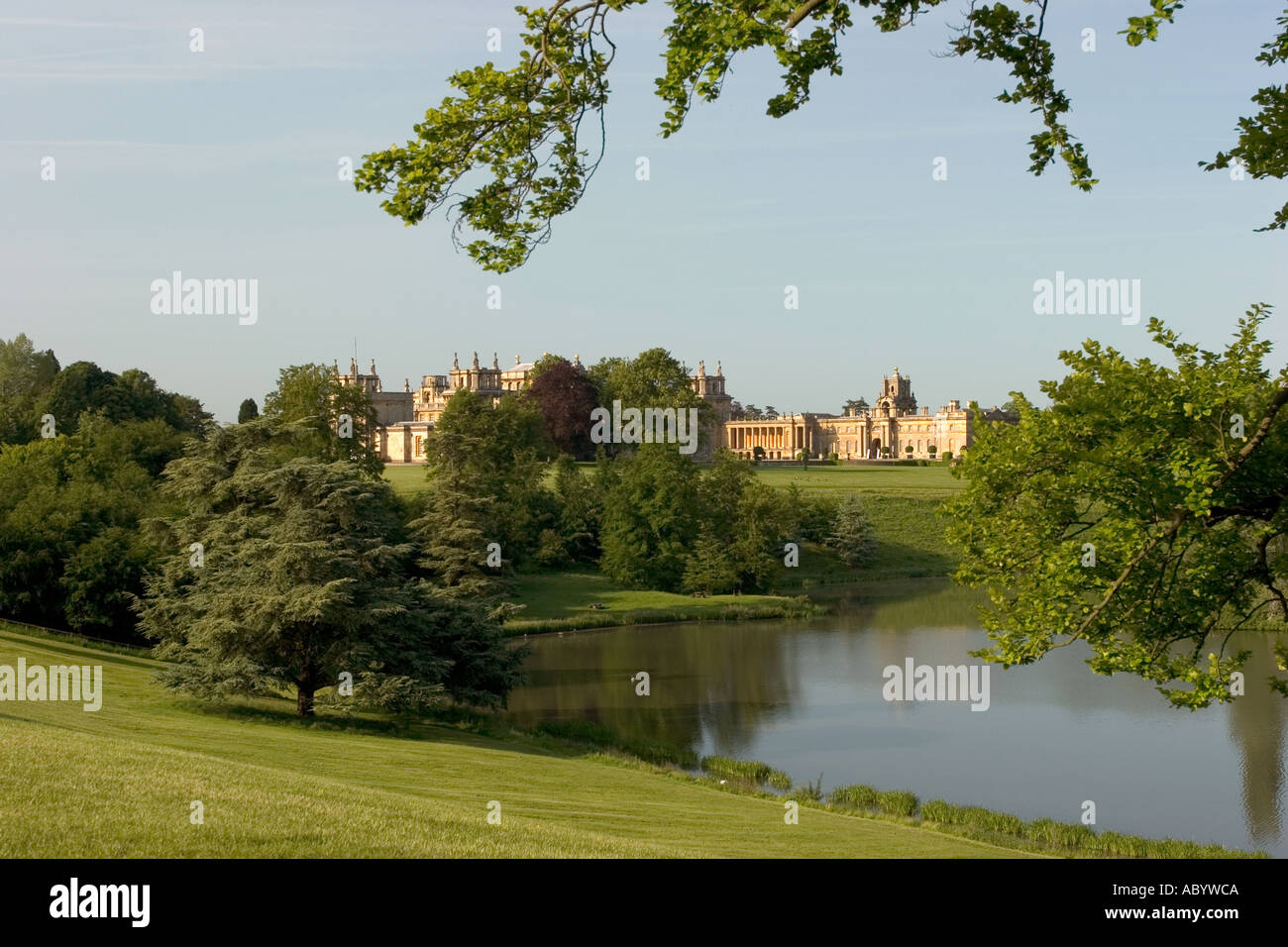 England Oxfordshire Woodstock Blenheim Palace and Capability Brown designed Queens Pool Stock Photo