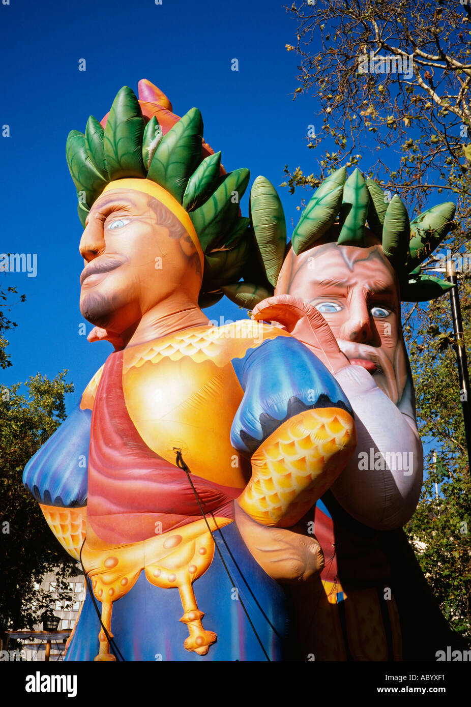 London Lord Mayors Show giant inflatable figures of Gog and Magog Stock Photo