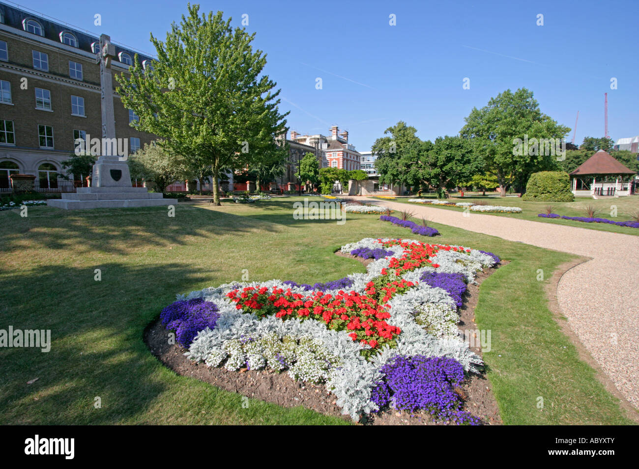 reading town centre summer flowers forbury gardens england uk gb Stock Photo