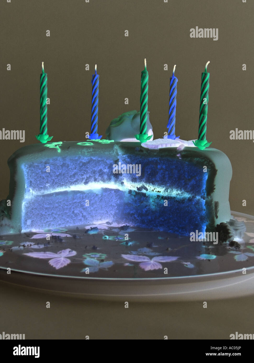 Candles on a birthday cake Stock Photo Alamy