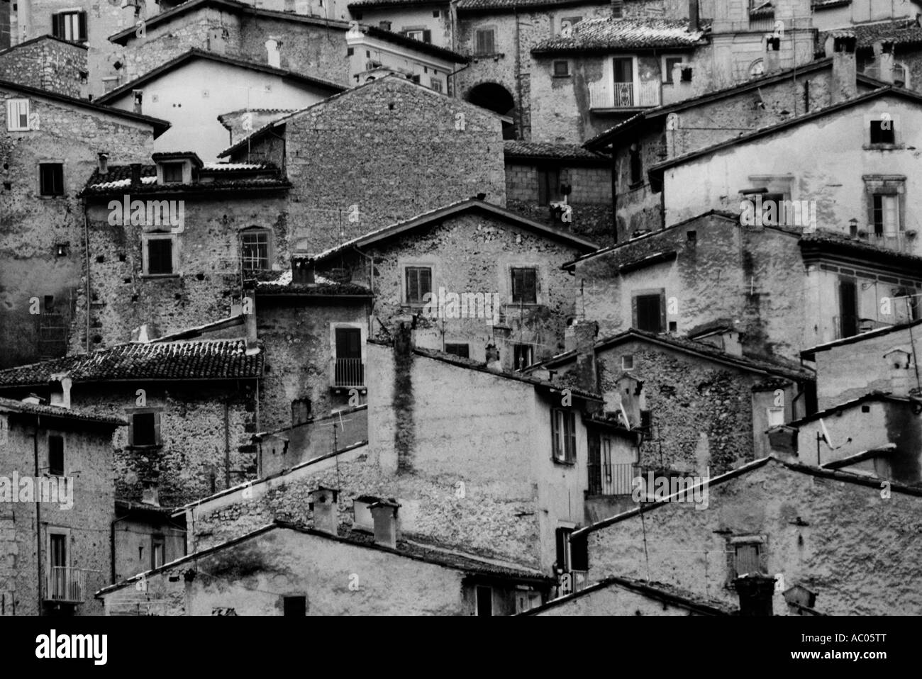 Italy Abruzzo Scanno Typical buildings Stock Photo