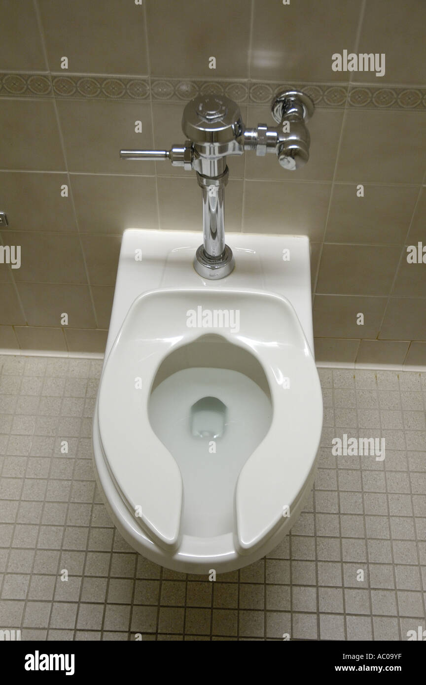 Public toilet lid down Stock Photo Alamy