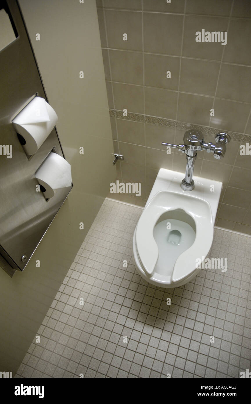 Public toilet lid down Stock Photo Alamy