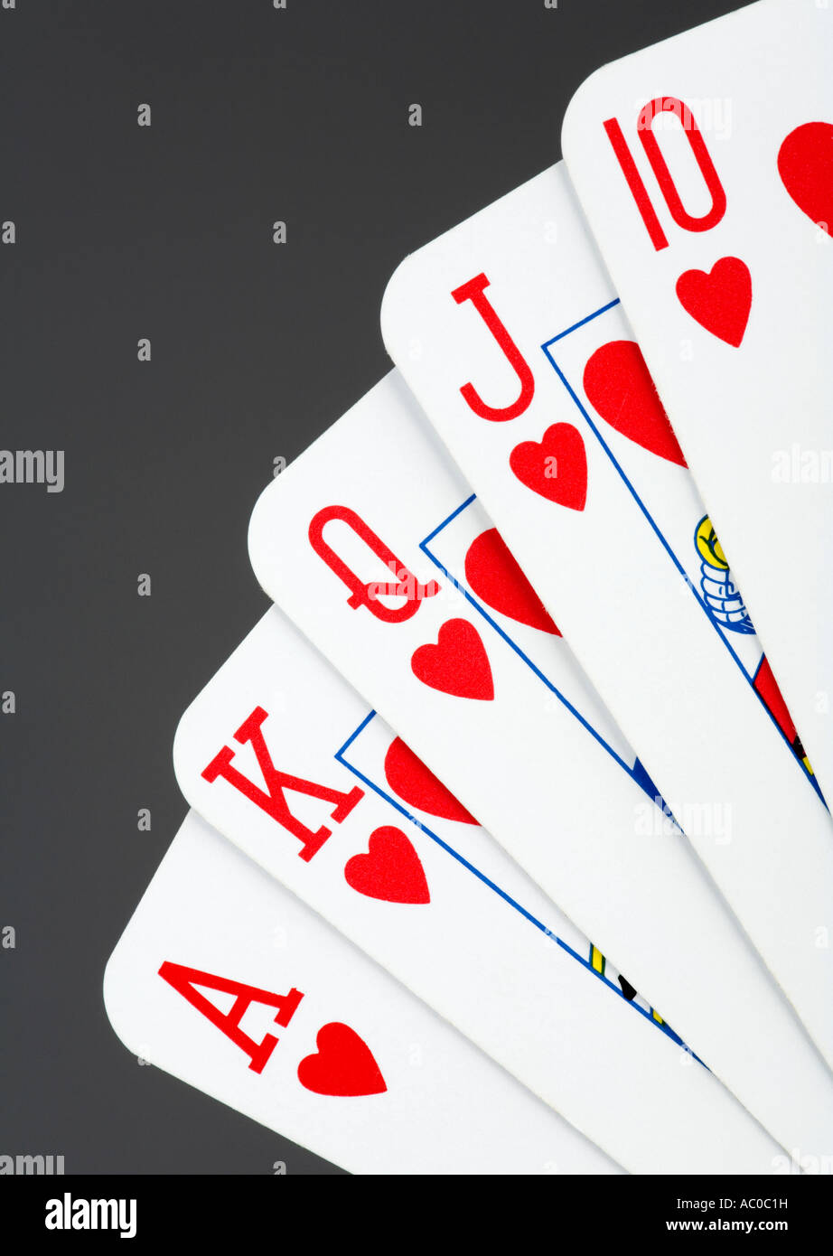 Royal Flush hand in Poker Stock Photo