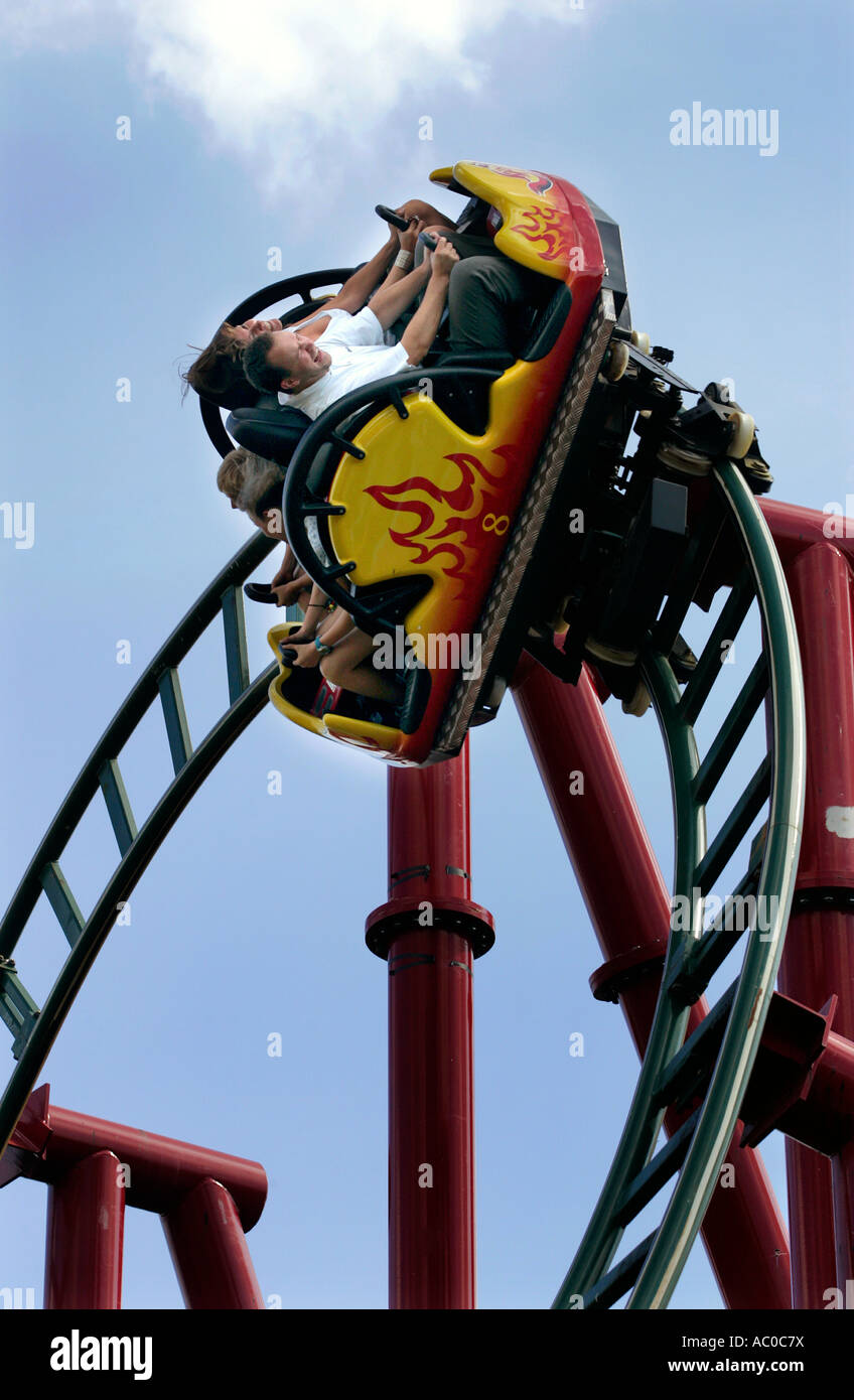 Dragon's Fury spinning roller coaster ride at Chessington World of Adventures, Surrey, United Kingdom Stock Photo