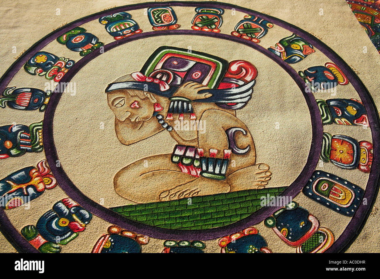 Maya painting on leather, Chichen Itza Archaeological Site, Chichen Itza,  Yucatan State, Mexico Stock Photo - Alamy