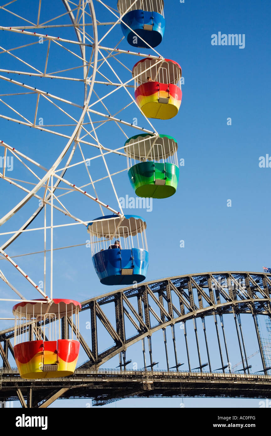 The Harbour Bridge Provides Scenic Backdrop For A Fairground Ride At Luna Park On The North Shore Of Sydney Stock Photo Alamy