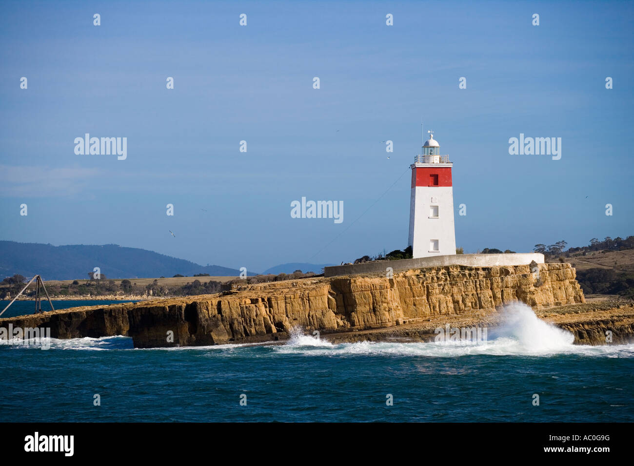 The Iron Pot lighthouse at the entrance to Hobart and the River Derwent