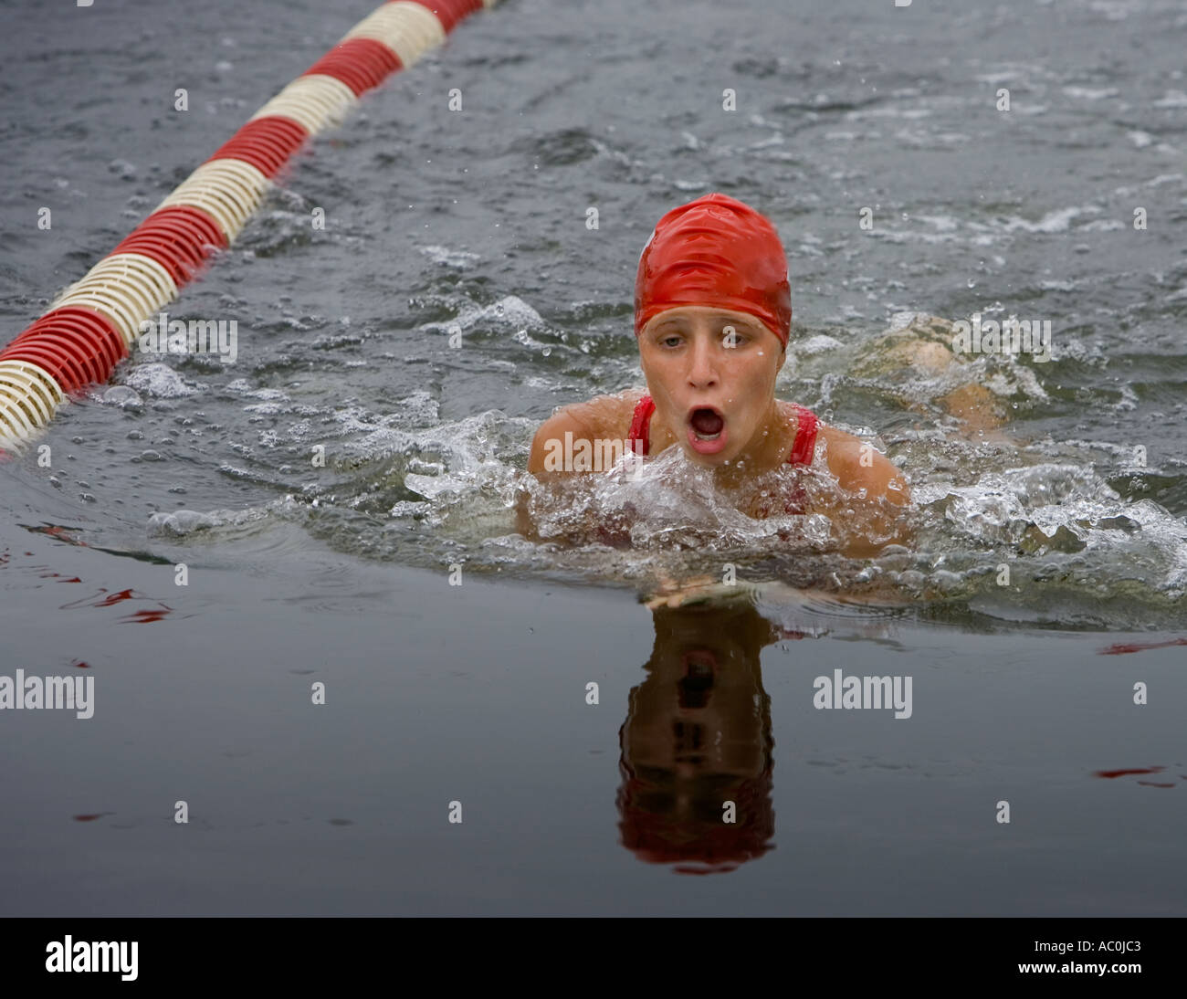 Swimmer competing in a race Stock Photo - Alamy